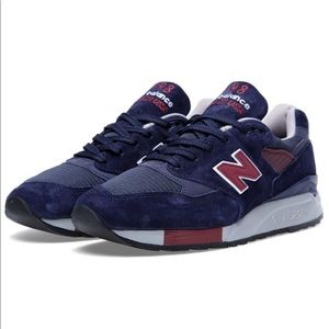 New Balance 998 MB Navy Burgundy Shoes Mens 9